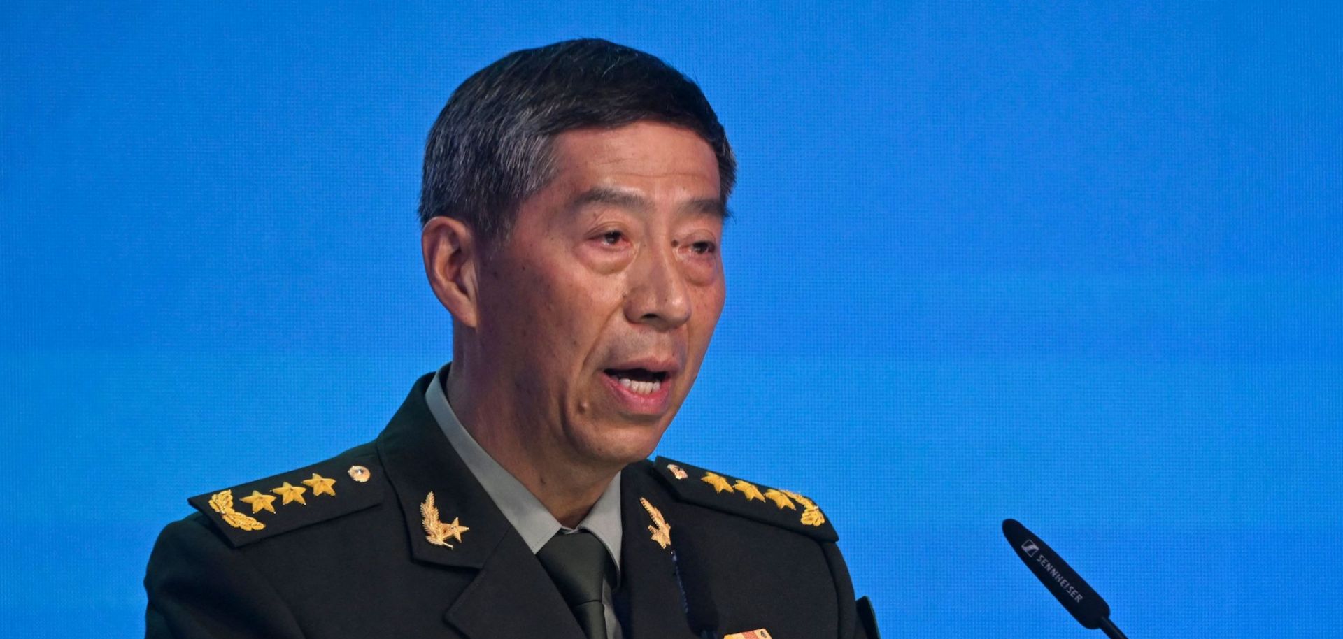 Then-Chinese Defense Minister Li Shangfu speaks during the Moscow Conference on International Security in Kubinka, Russia, on Aug. 15, 2023. 