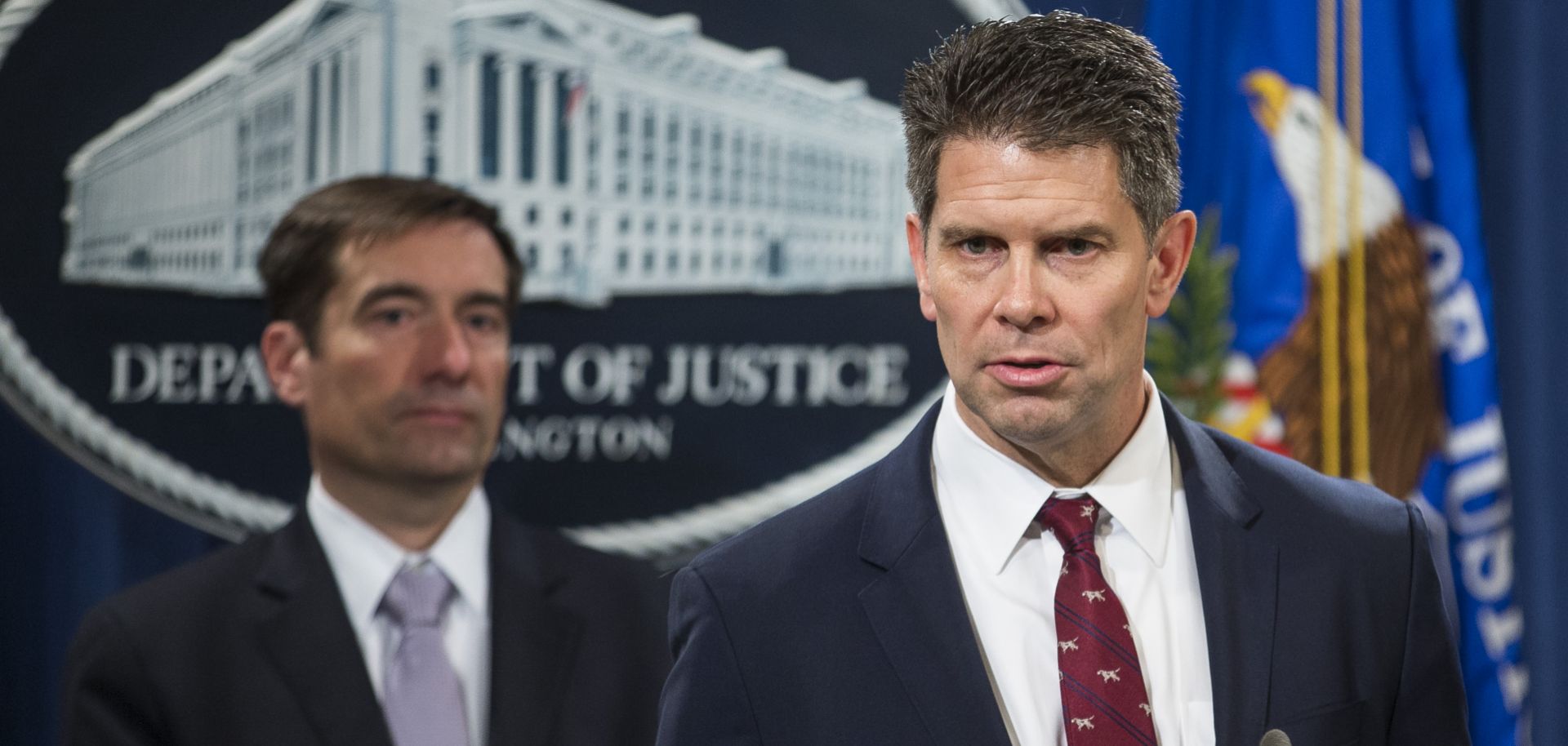 Deputy FBI Director David Bowdich speaks at a news conference in Washington, D.C., on Nov. 1 regarding new law enforcement action against China's economic espionage activities.