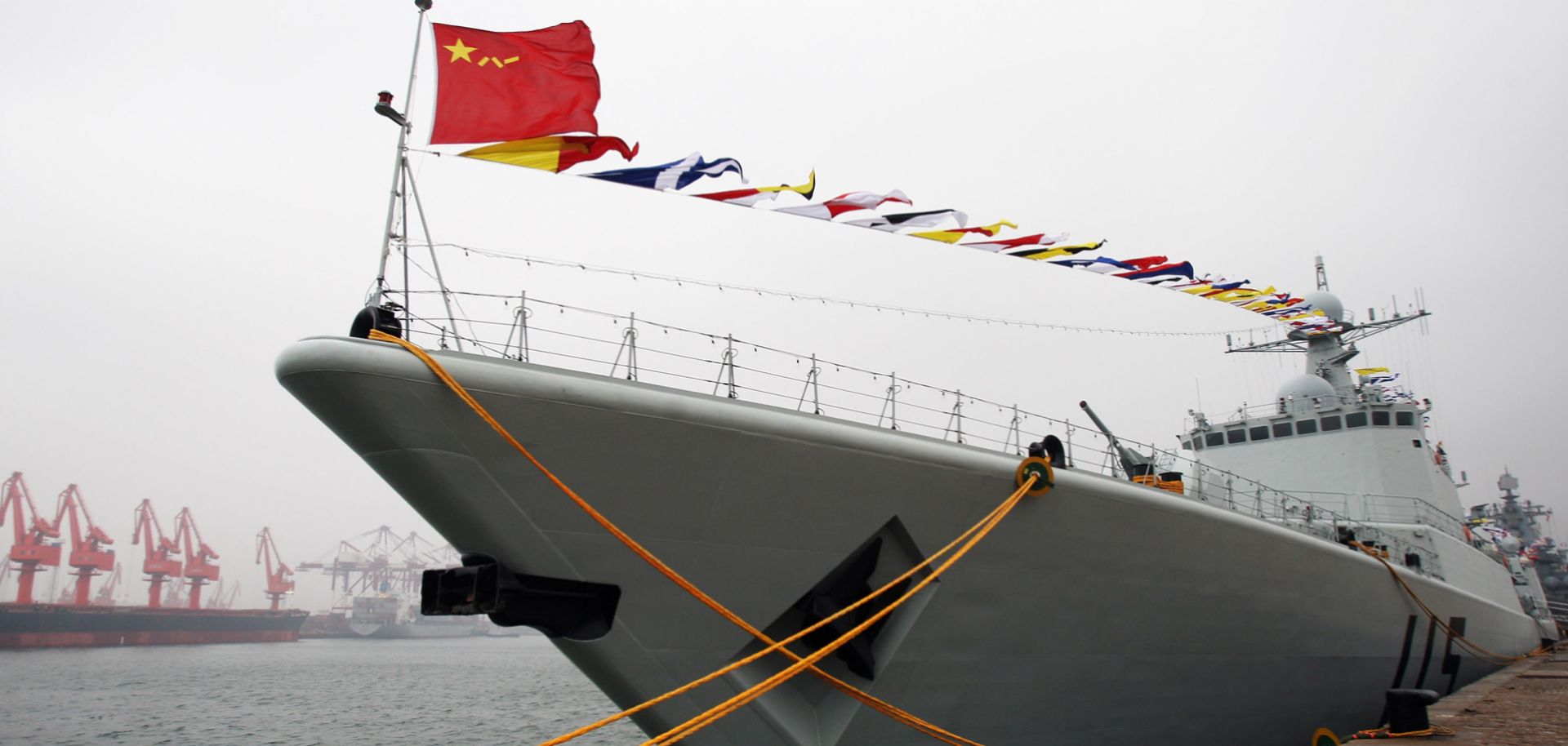 The Chinese Navy missile destroyer 115 Shenyang docks at the port of Qingdao, China, to celebrate the 60th anniversary of the founding of the People's Liberation Army Navy on April 20, 2009.