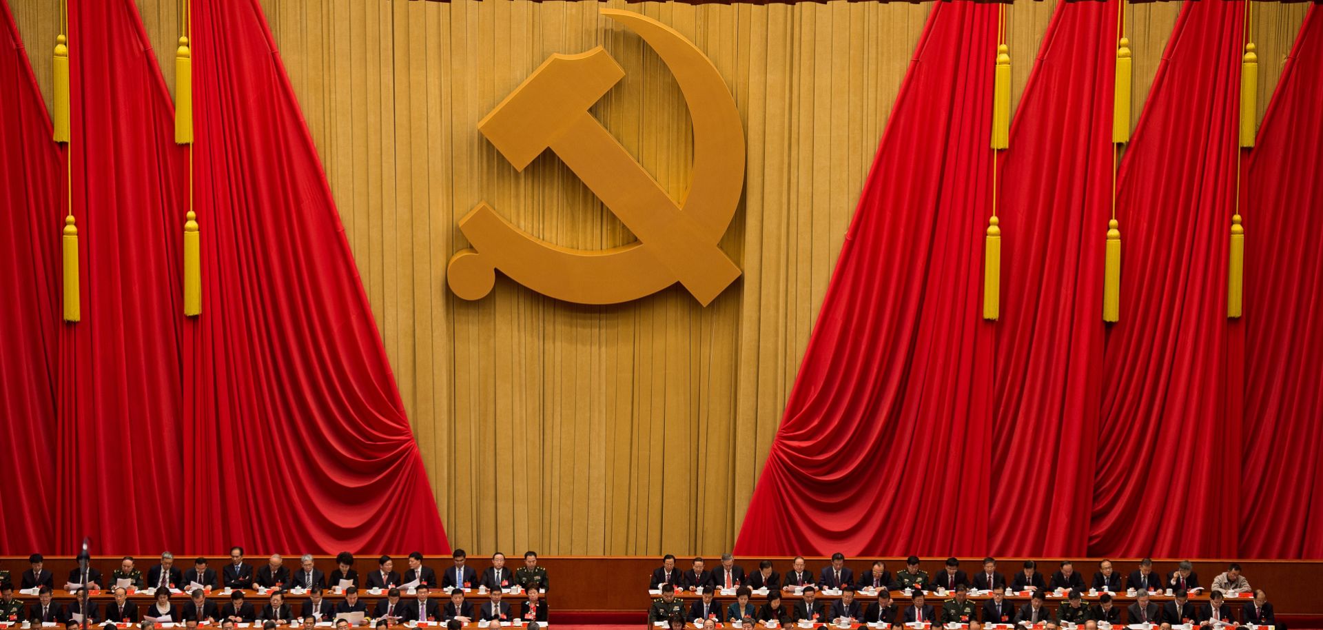 Delegates attend the closing of China's 19th Party Congress in Beijing on Oct. 24. 