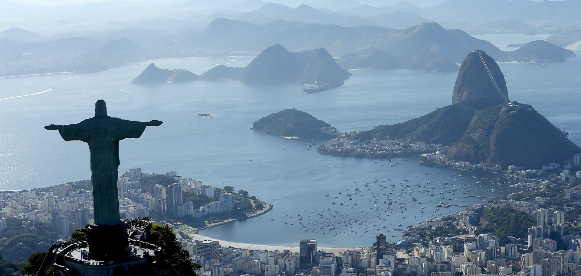 Christ the Redeemer, one of Brazil's most recognizable landmarks, overlooks the capital city of Rio De Janeiro. 