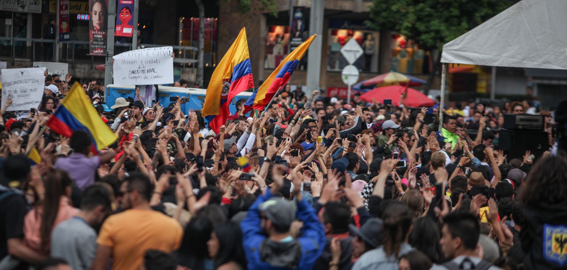A protest against the government of President Ivan Duque on Dec. 8, 2019, in Bogota, Colombia.