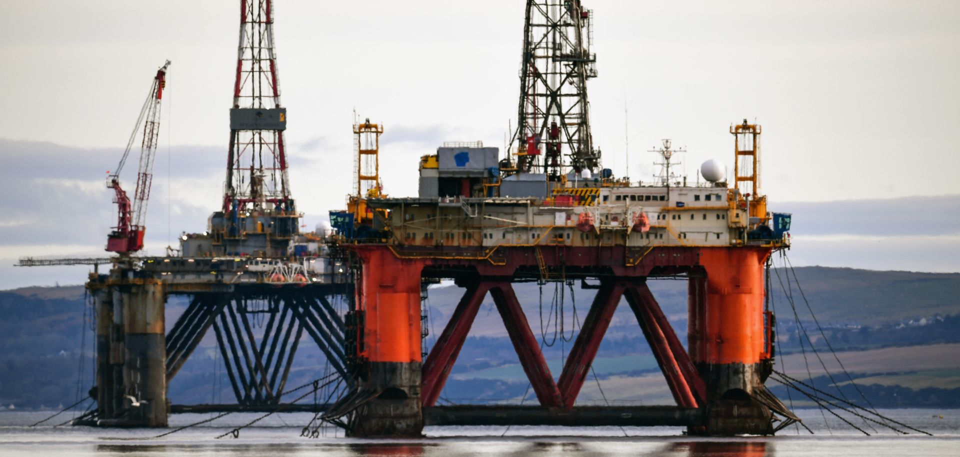 Oil rigs in the Cromarty Firth near Invergordon, Scotland, on Jan. 12, 2018.