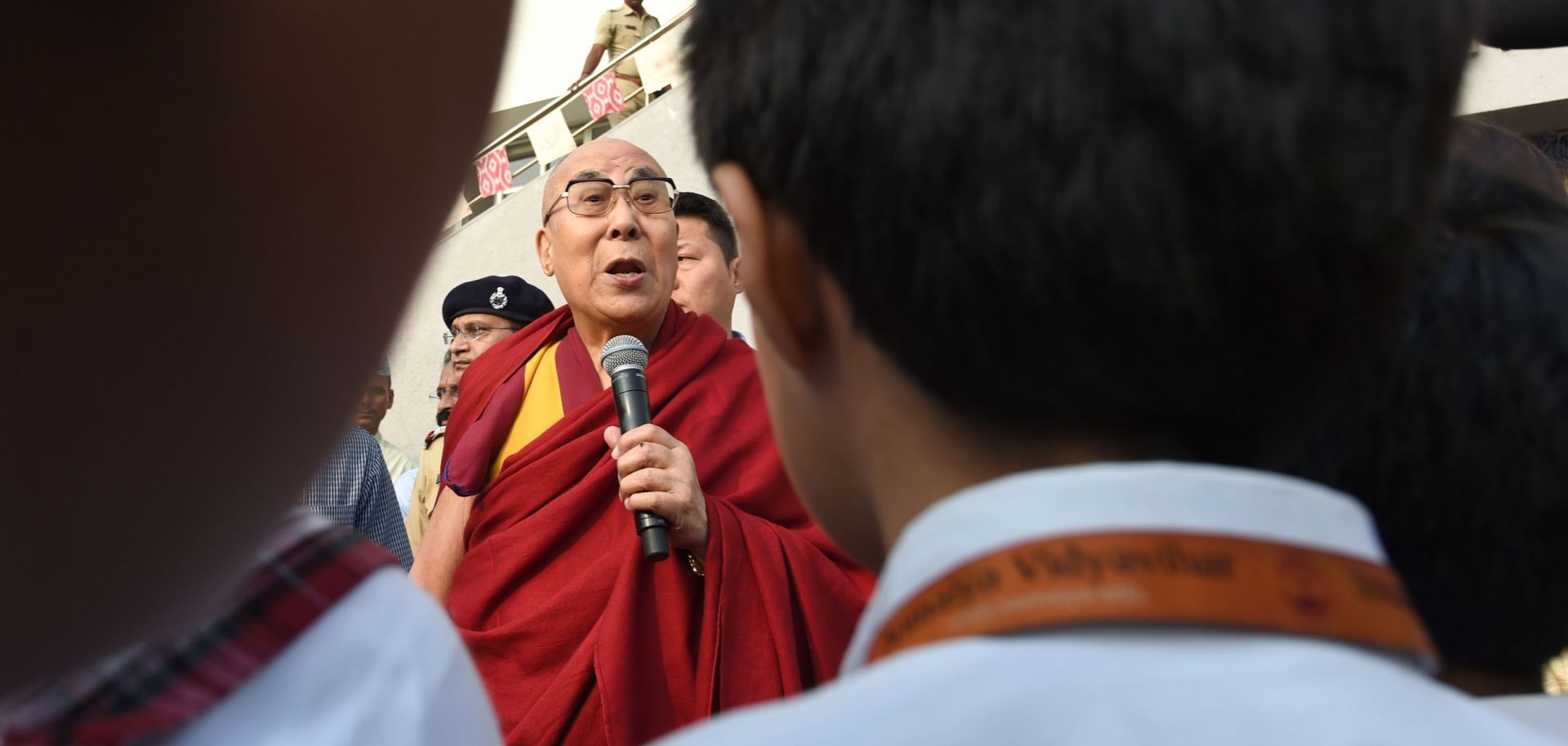 The Dalai Lama addresses students in Mumbai, India, on Dec. 8, 2017. How Beijing and the aging spiritual leader approach their differences will shape the future course of the exiled Tibetan government and the regional balance of power between China and India.