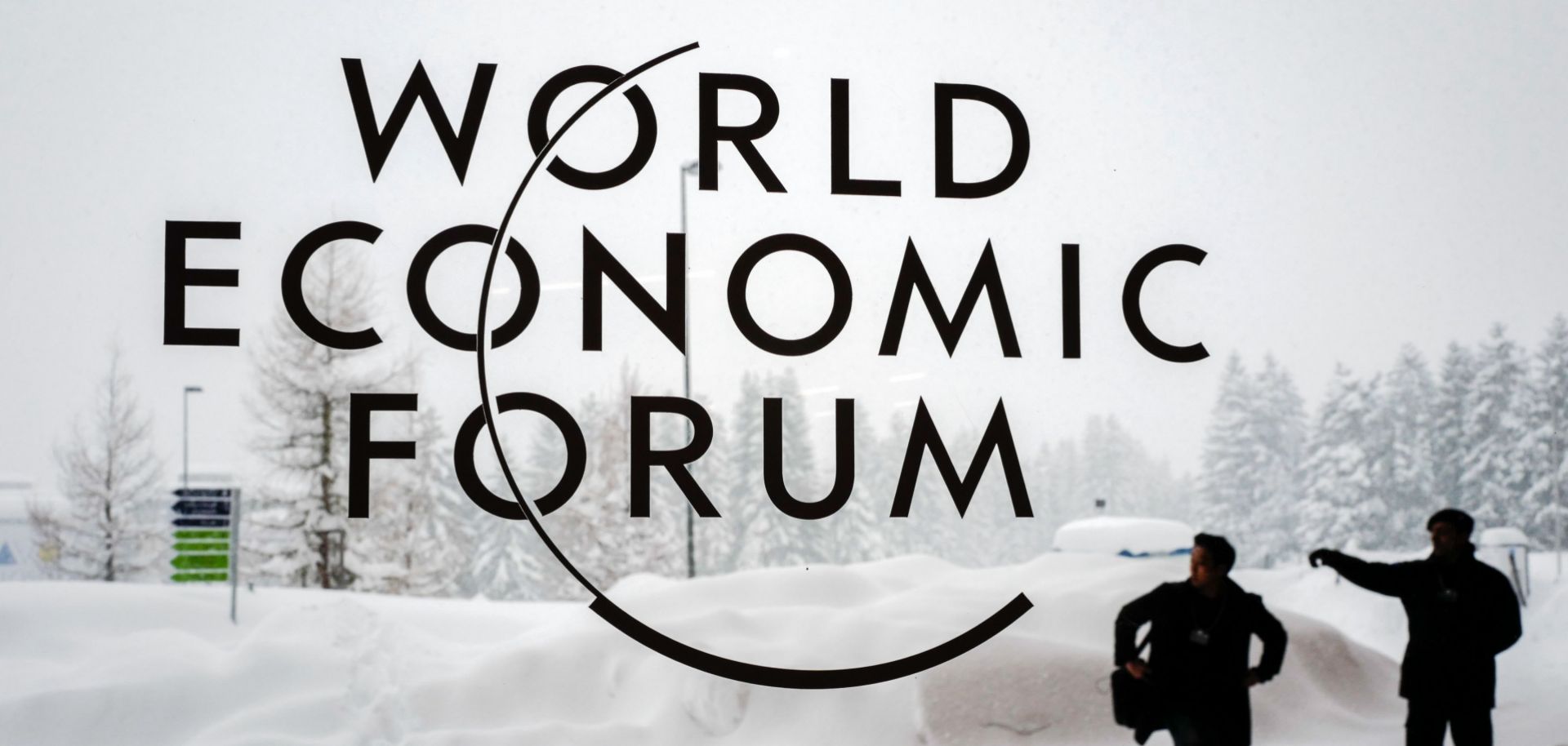 Security guards stand outside at the ski resort in Davos, Switzerland, where government and corporate leaders assemble each year for the World Economic Forum.
