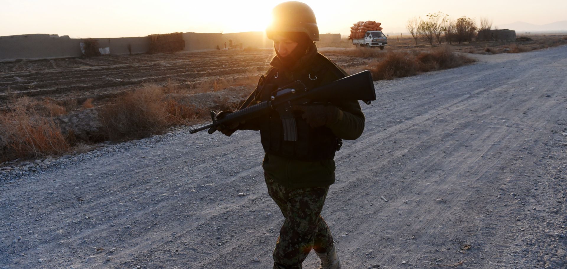 An Afghan soldier on patrol in southern Afghanistan, Dec. 11, 2014.