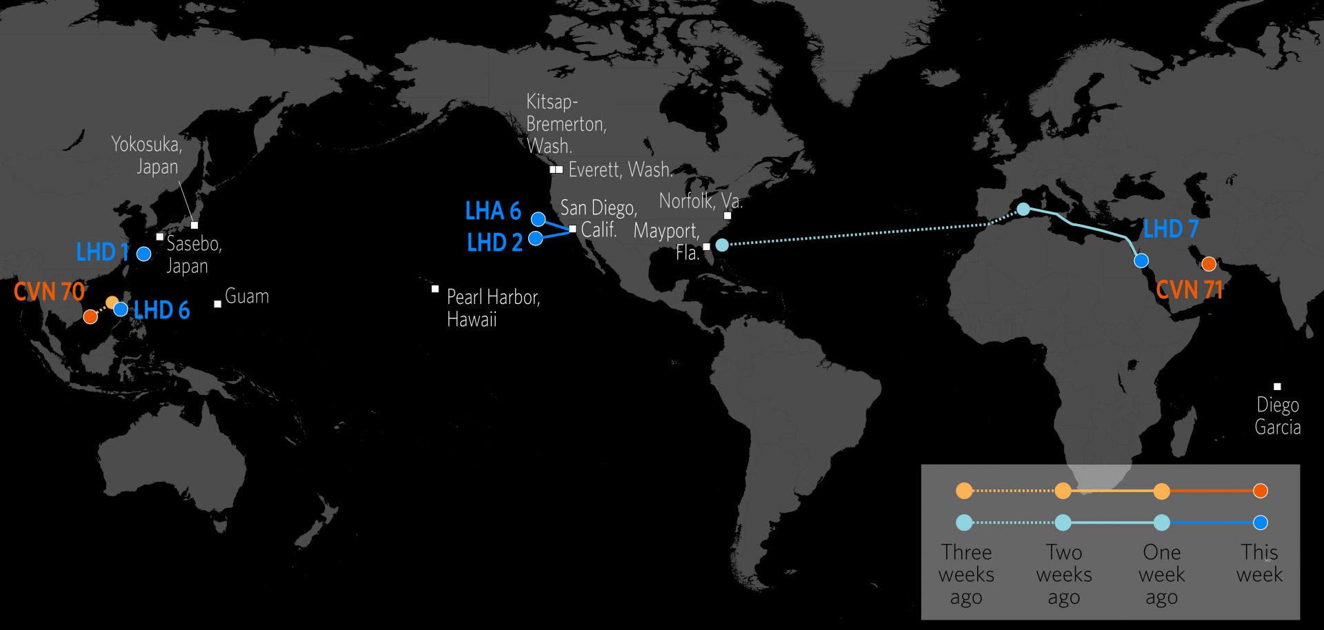 U.S. Naval Update Map: March 8, 2018