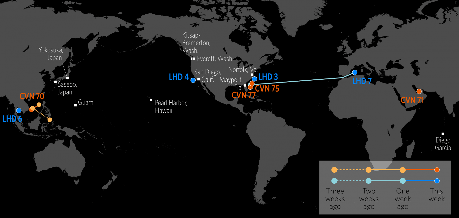 U.S. Naval Update Map: March 1, 2018