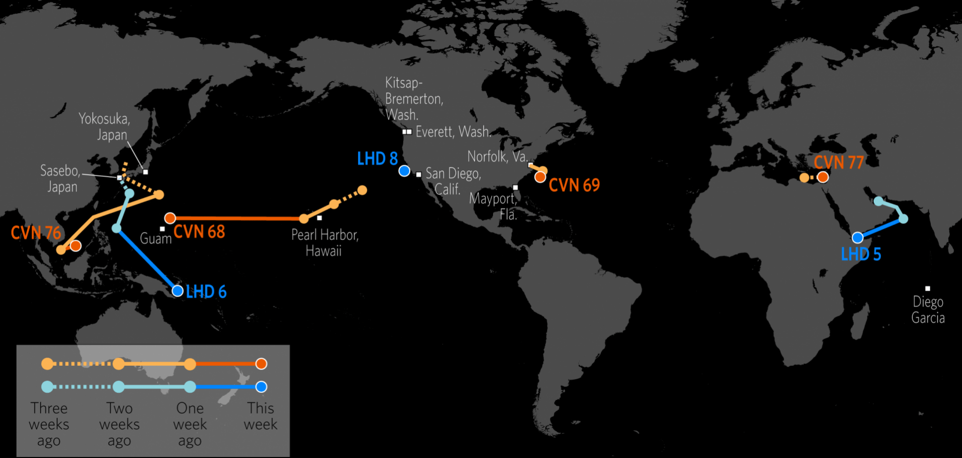U.S. Naval Update Map for June 29, 2017