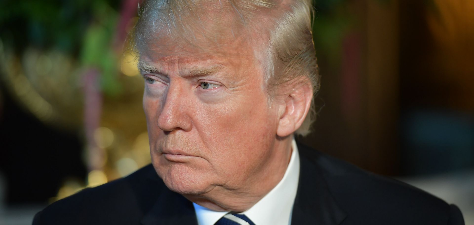 U.S. President Donald Trump, during an April 17, 2018, meeting with Japanese Prime Minister Shinzo Abe at Mar-a-Lago resort in Palm Beach, Florida.