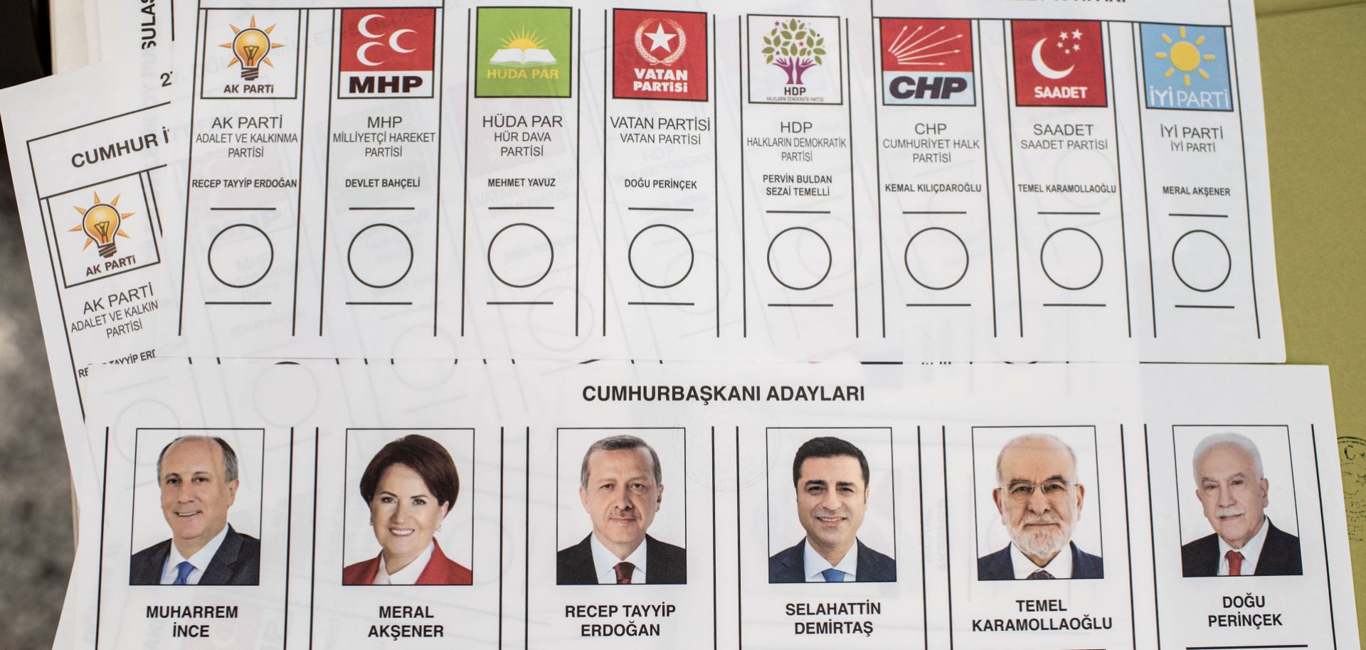 A paper ballot includes portraits of the candidates in Turkey's upcoming presidential election, scheduled for June 24.