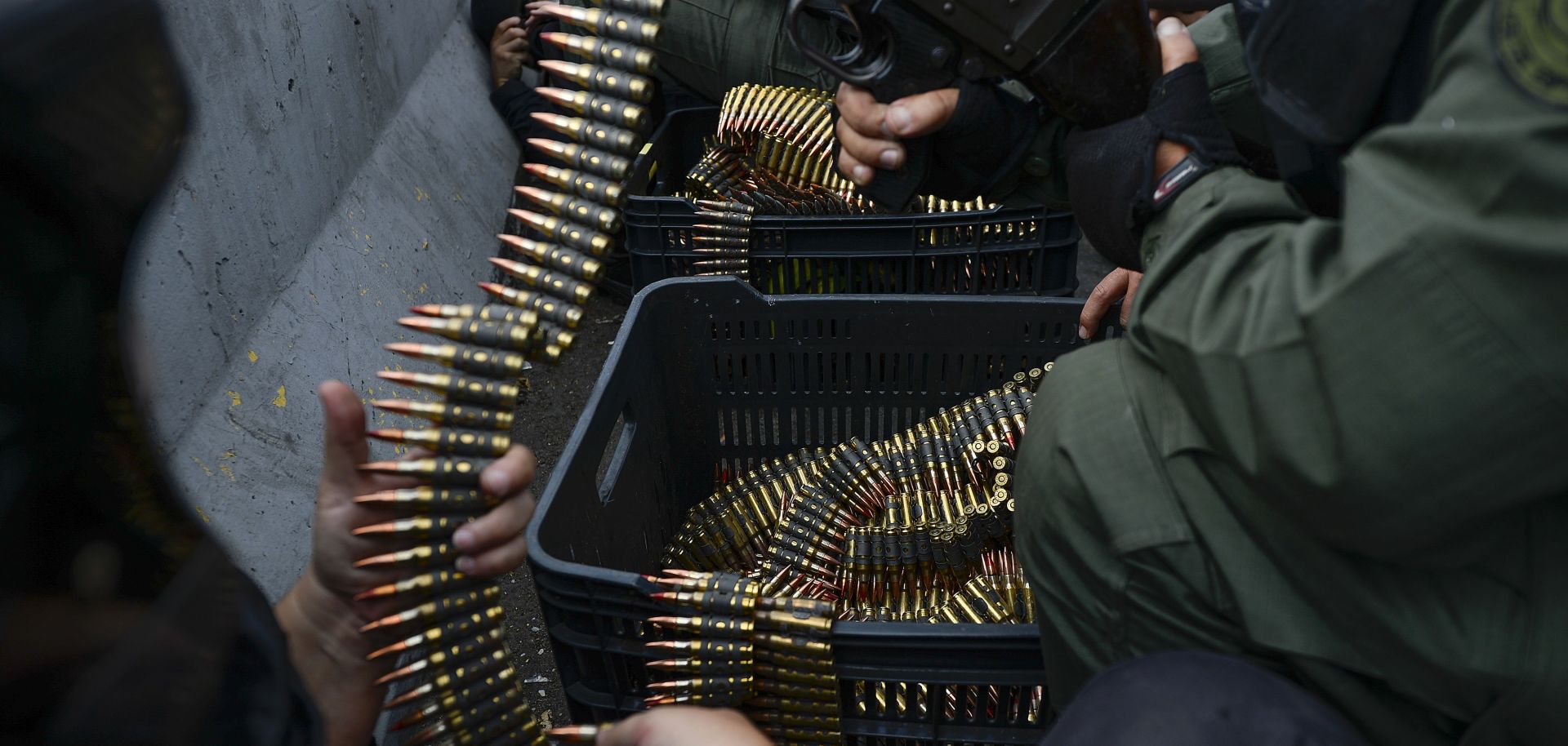 This photo shows Venezuelan troops supporting interim President Juan Guaido's call for a military uprising against the government of President Nicolas Maduro in Caracas on April 30, 2019.