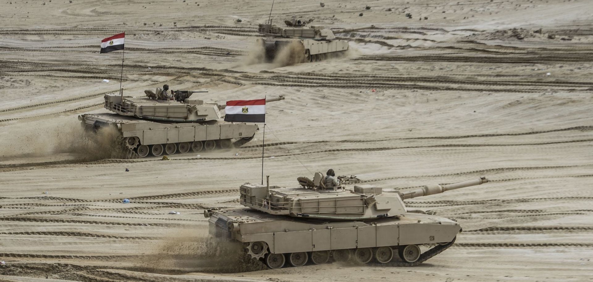 Egyptian tanks take part in joint military exercises at a base near the Mediterranean coast, located northwest of the capital of Cairo, on Nov. 15, 2018. 