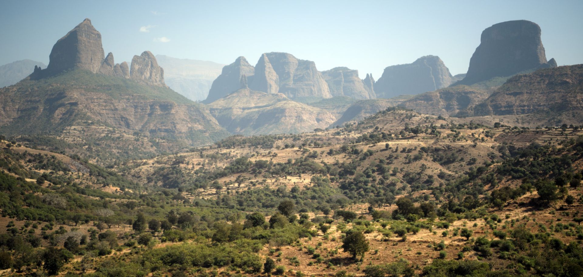 The peaks of the Simien Mountains tower over the landscape of Gondar, Ethiopia. Ethiopia's new prime minister, Abiy Ahmed, is building on his country's historical and geopolitical advantages to bring it back to prominence in, and perhaps beyond, the surrounding region.