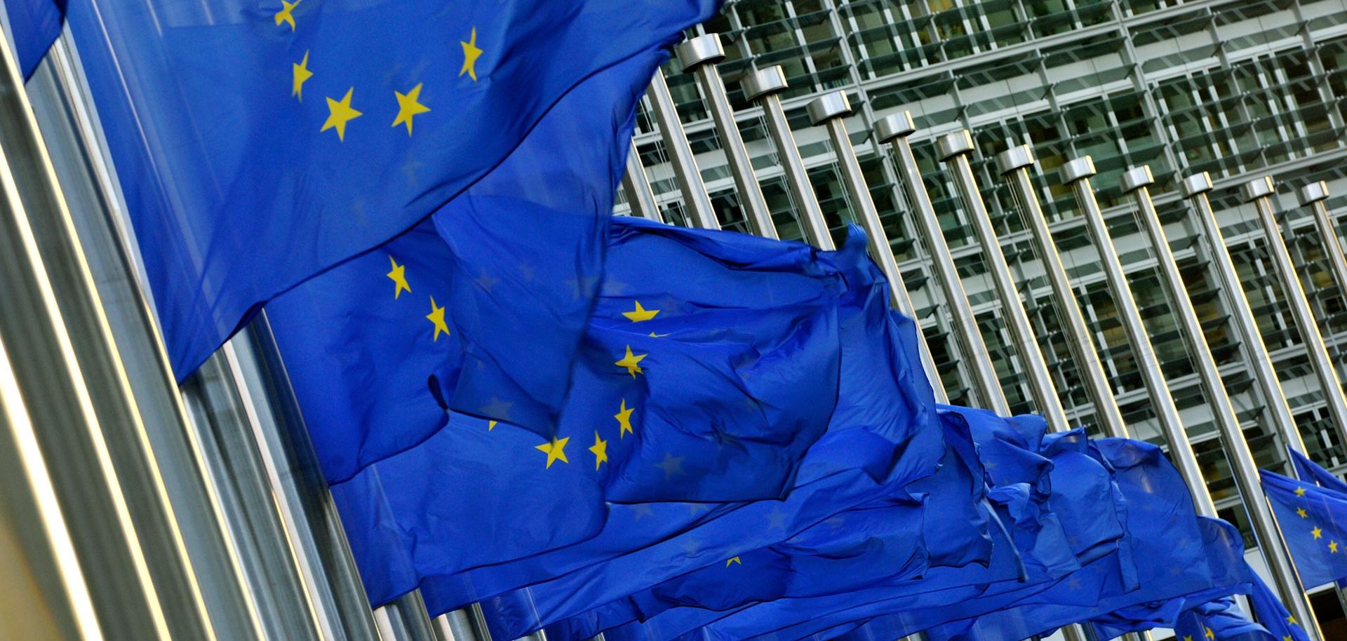 European flags fly at half-mast as a tribute to late South African anti-apartheid icon Nelson Mandela at the Berlaymont European Union Commission buiding in Brussels on December 6, 2013. Former South-African President Mandela, a global colossus and Nobel peace laureate died on December 5 aged 95.