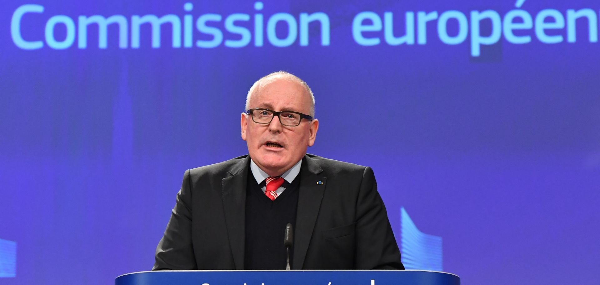 EU Commission Vice President Frans Timmermans discusses EU action against Poland on Dec. 20, 2017.