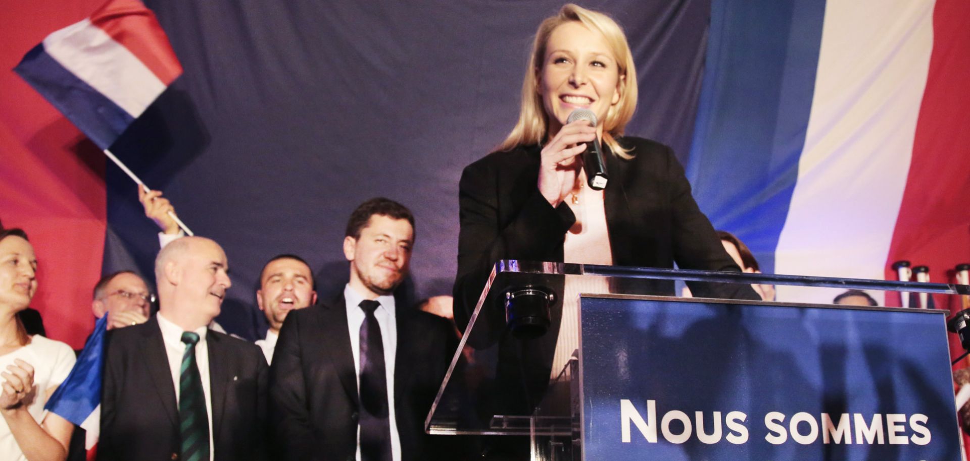 Marion Marechal-Le Pen, National Front candidate for the regional elections in Provence-Alpes-Cote d'Azur, speaks to supporters on Dec. 6 in Avignon, France.