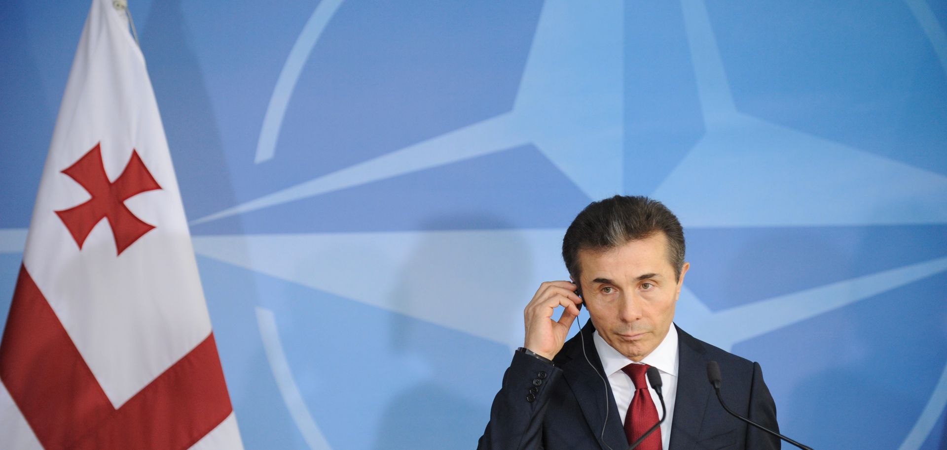 Georgia's Prime minister Bidzina Ivanishvili speaks during a press conference.