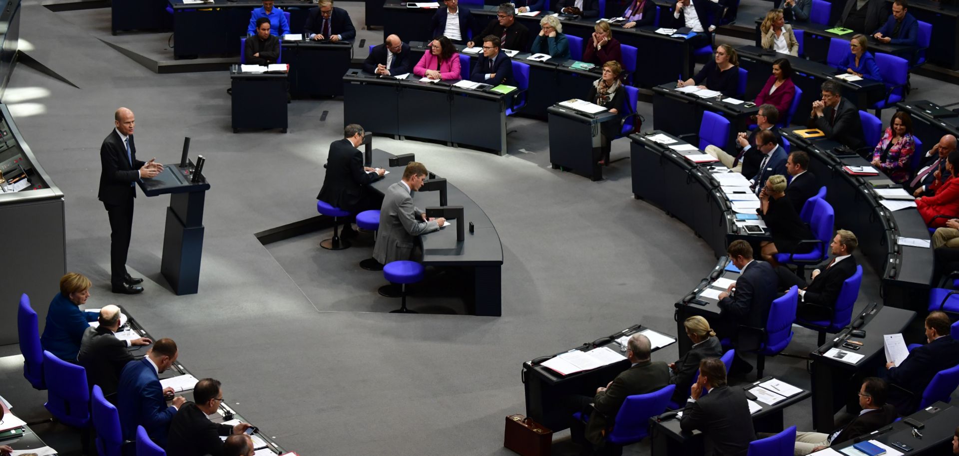 Ralph Brinkhaus, leader of the CDU/CSU parliamentary group, addresses the Bundestag on Oct. 17.