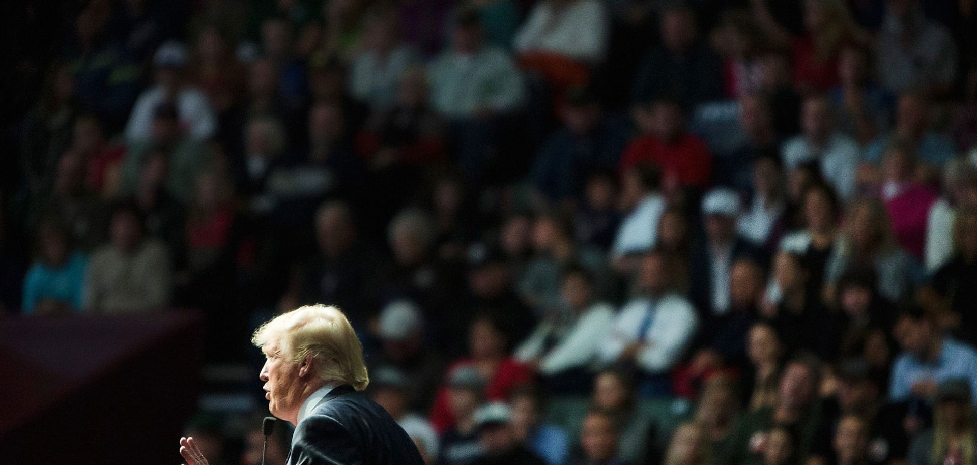U.S. Republican presidential candidate Donald Trump speaks at a rally on Dec. 21, 2015.