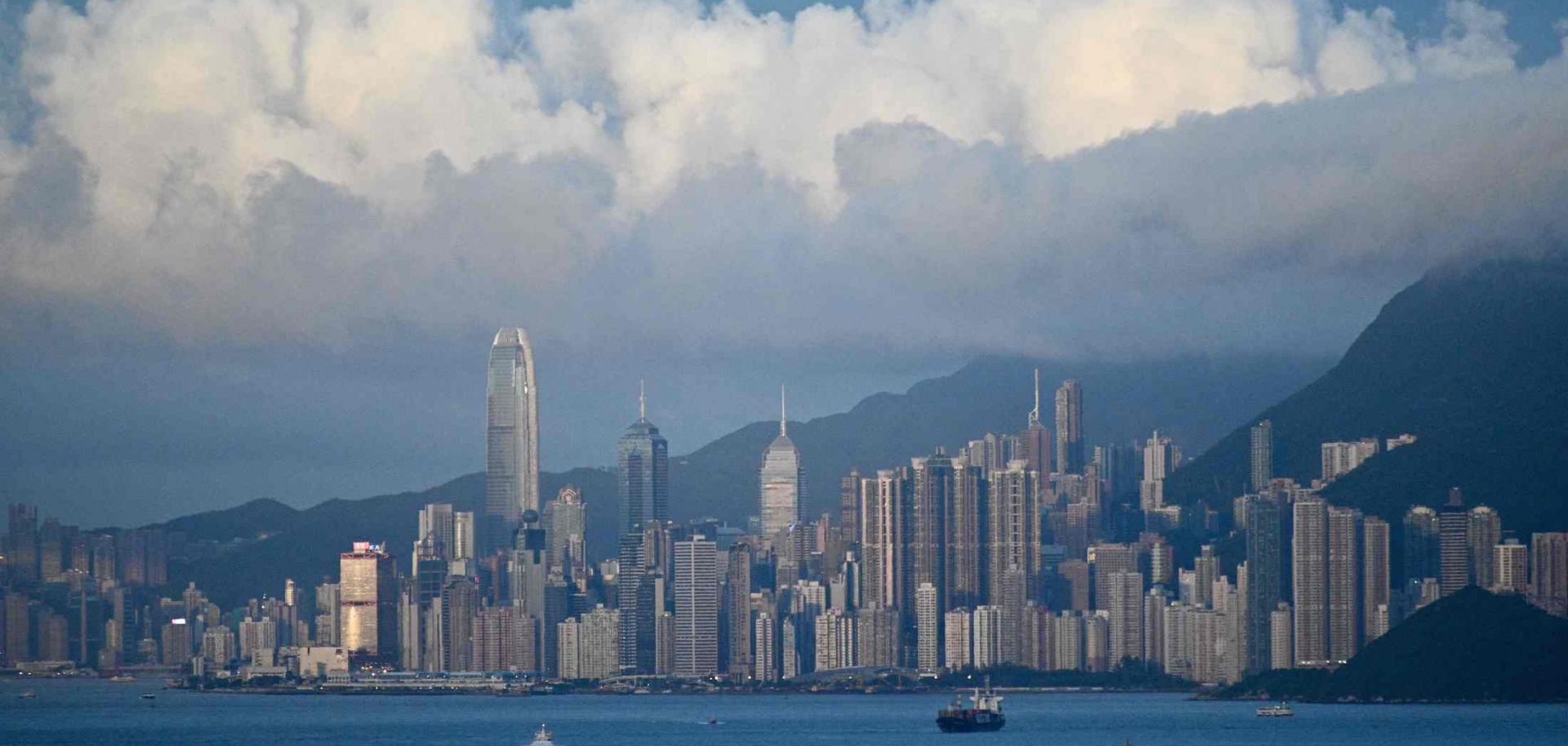 A picture of the Hong Kong skyline taken in June 2019. 