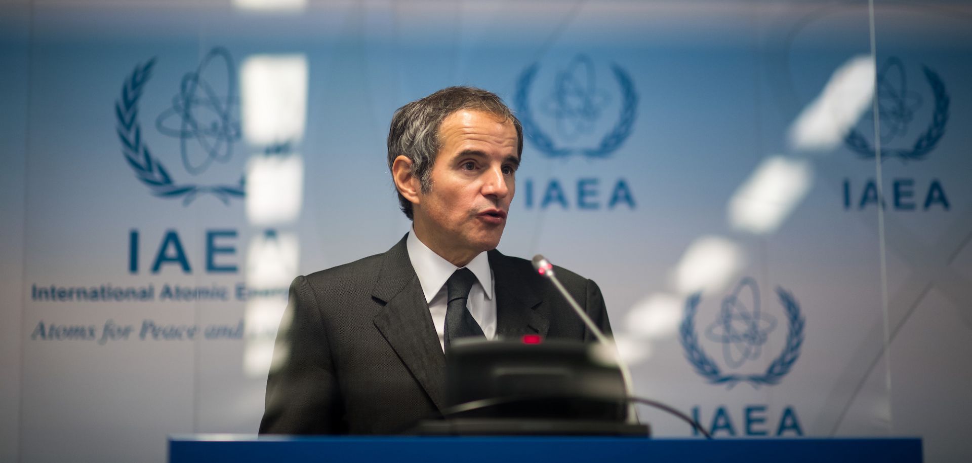 International Atomic Energy Agency (IAEA) Director Rafael Grossi holds a press conference about monitoring Iran's nuclear activities on May 24, 2021, in Vienna, Austria. 
