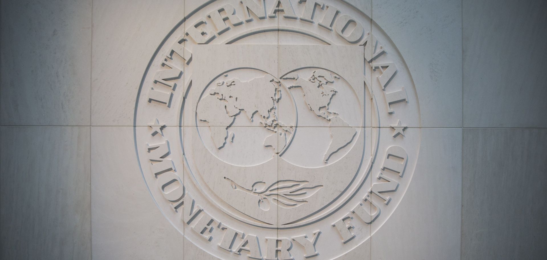 The IMF logo is seen at the fund's headquarters in Washington, D.C., on April 24, 2017.