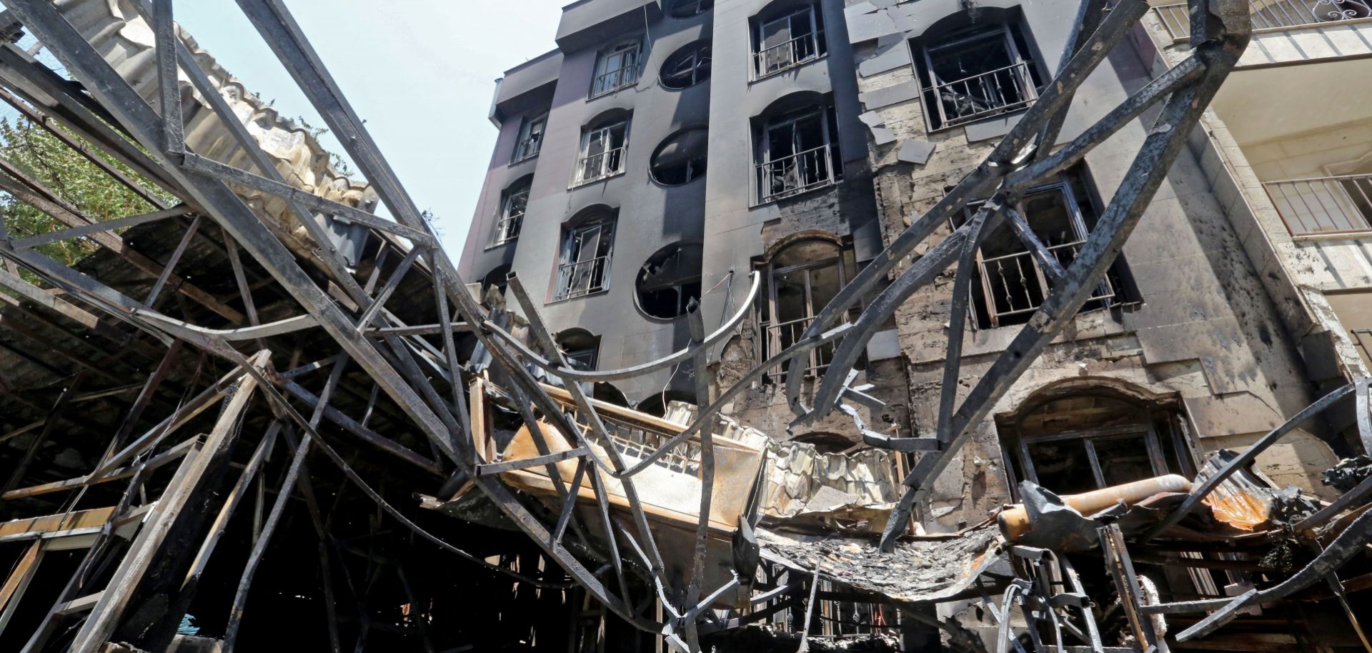 A photo shows the site of a recent gas explosion at the Sina Medical Center in Tehran, Iran, on July 1, 2020. 19 people were killed in the blast.