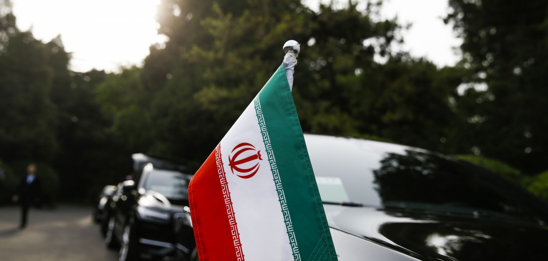 Cars belonging to the Iranian delegation in Beijing