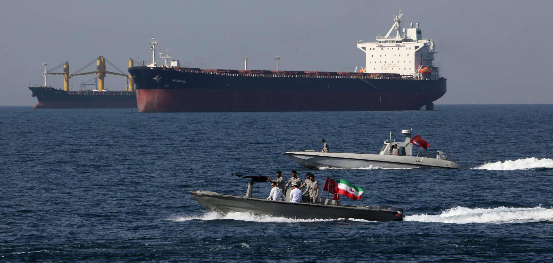 An armed Iranian speedboat in the Strait of Hormuz on April 30, 2019.
