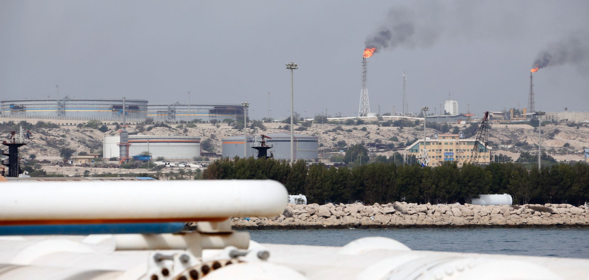 A picture from March 2017 shows an oil facility on Kharg Island on the Iranian coast.