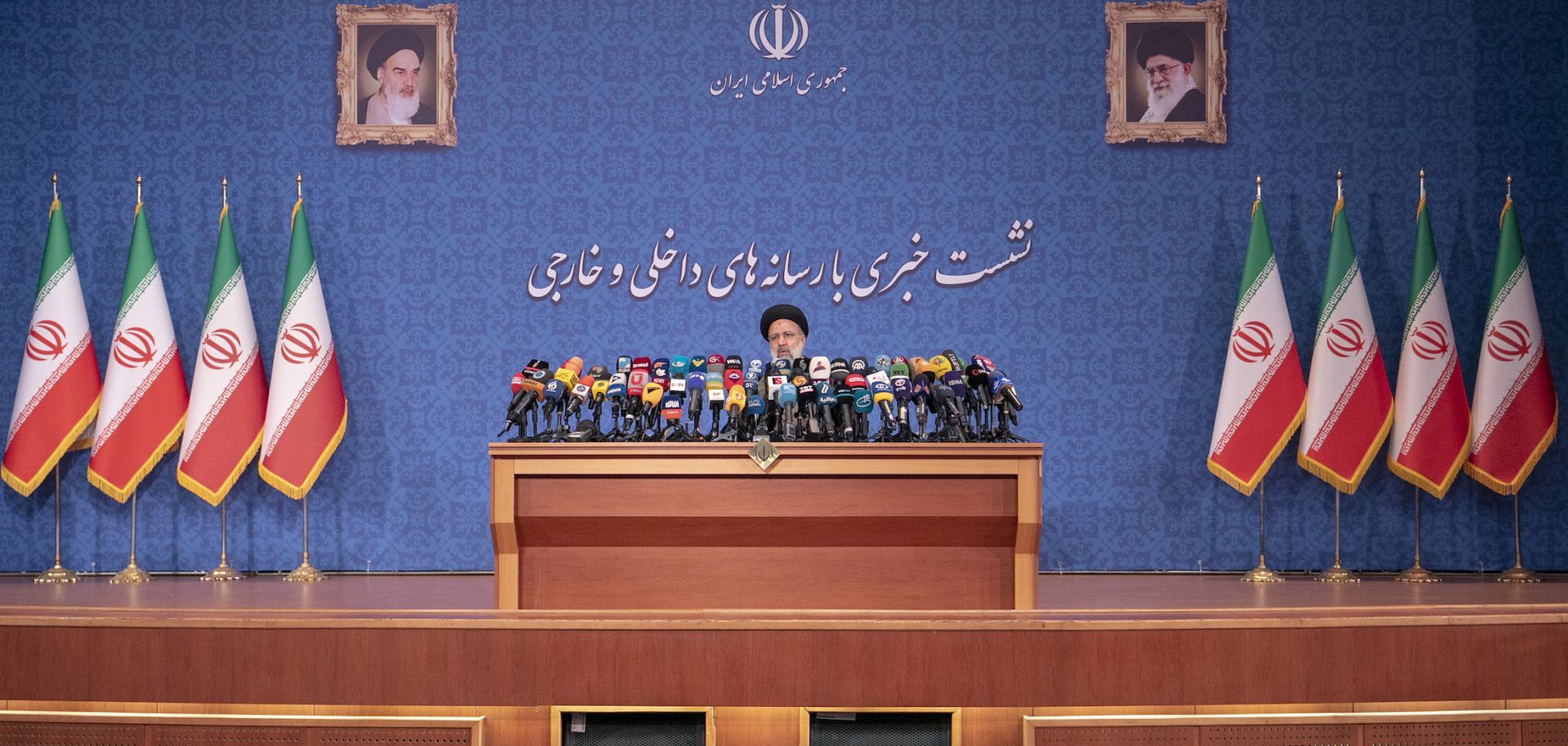 Iranian President-elect Ebrahim Raisi holds a press conference on June 21, 2021, in Tehran, Iran.