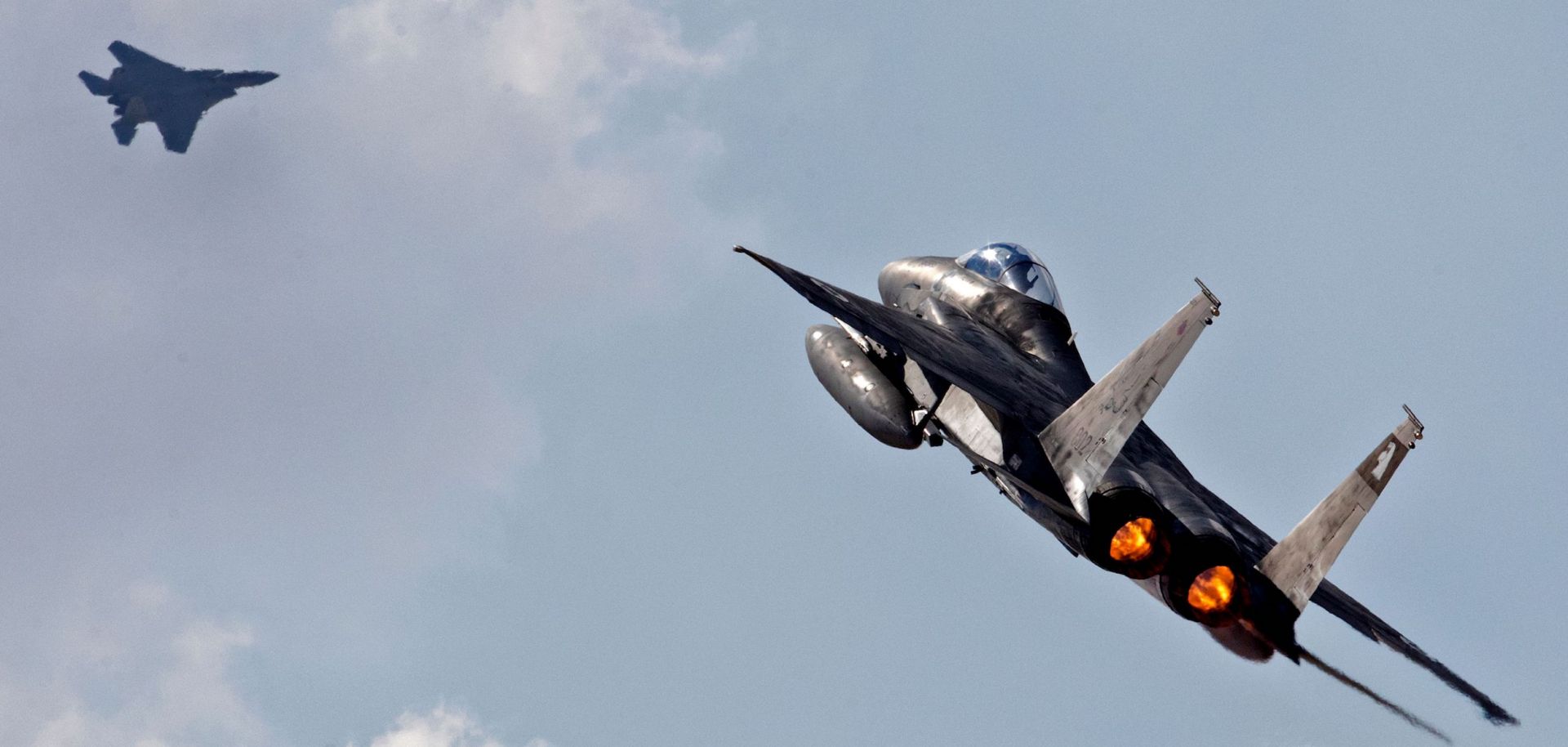 An Israeli F-15 takes off during the Blue Flag multinational air defense exercise at the Ovda air base, north of the Israeli city of Eilat, on Nov. 8, 2017. 