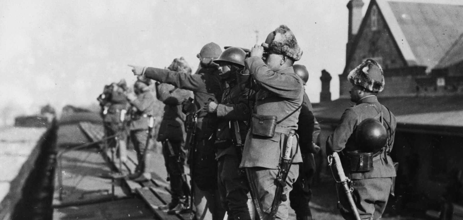 Japanese troops near Hsinmin during the Sino-Japanese conflict in 1932