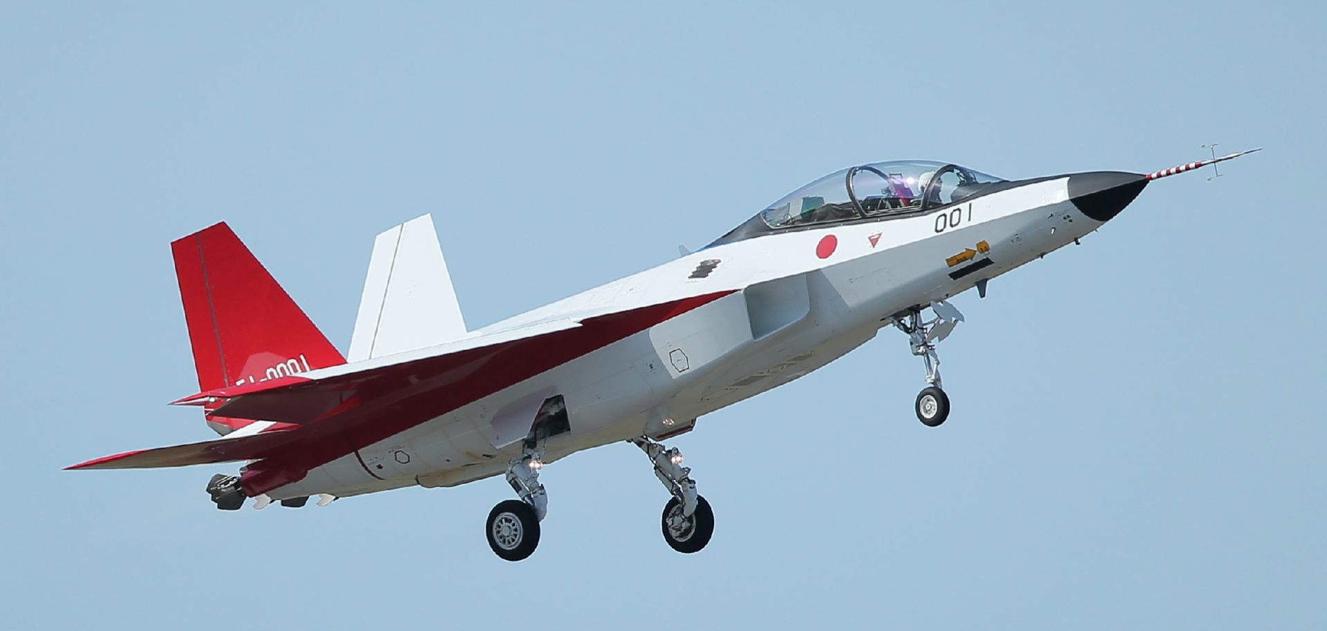 A Japanese X-2 experimental stealth fighter takes off from Komaki airport in Japan on April 22, 2016.