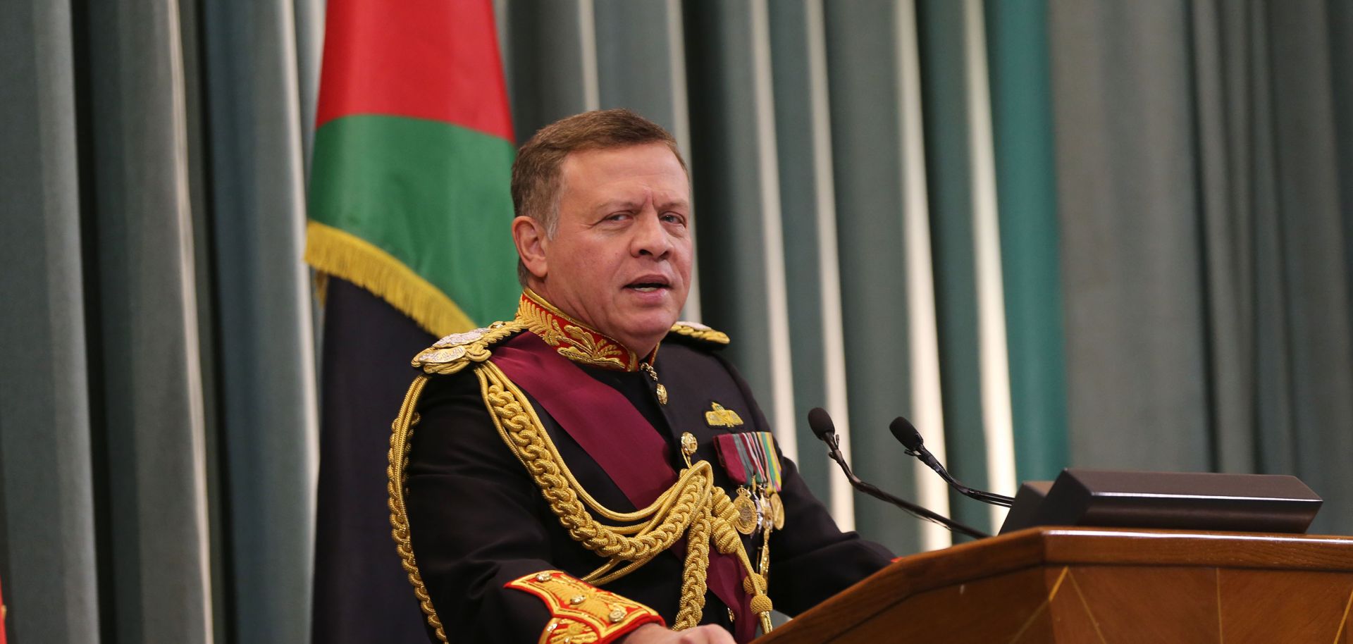 Jordan's King Abdullah II attends the opening of the country's parliament in 2016 in Amman, Jordan. As the economy founders, Jordan is facing the increasing influence of various protesters. 