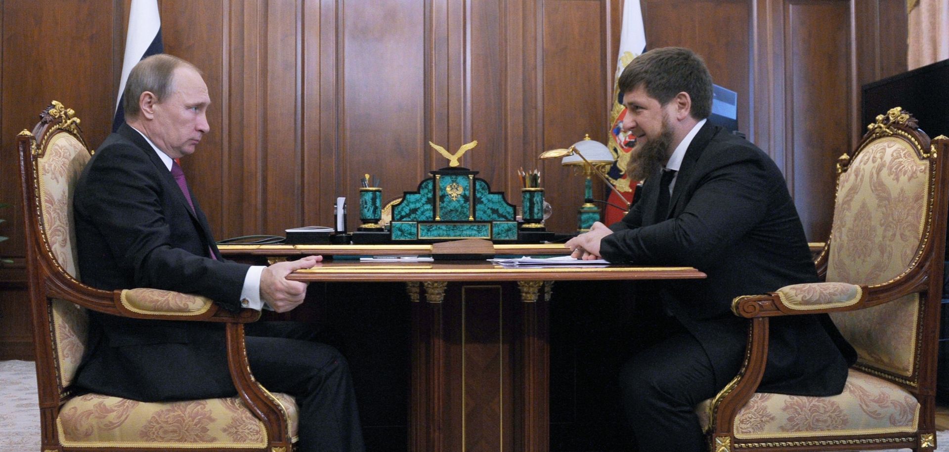 Russian President Vladimir Putin (L) meets with Chechnya's leader Ramzan Kadyrov at the Kremlin, March 2016.