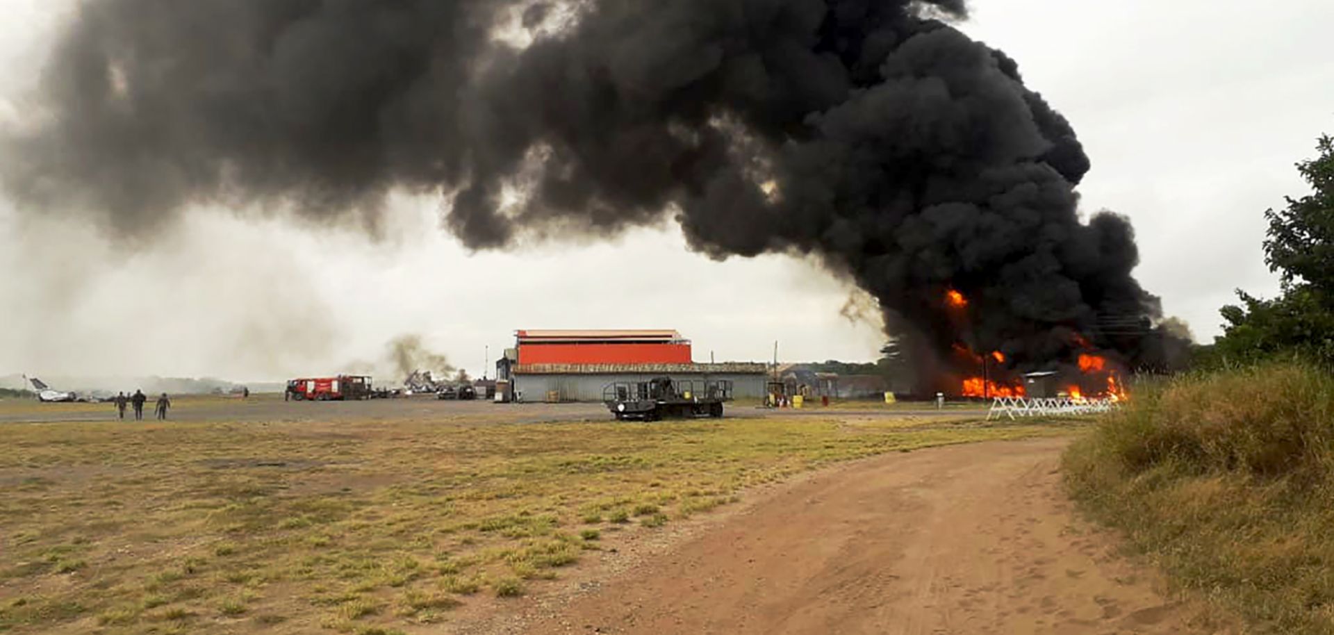 Smoke rises from a U.S. military base in Lamu County, Kenya, on Jan. 5, 2020, after an al Shabaab attack.