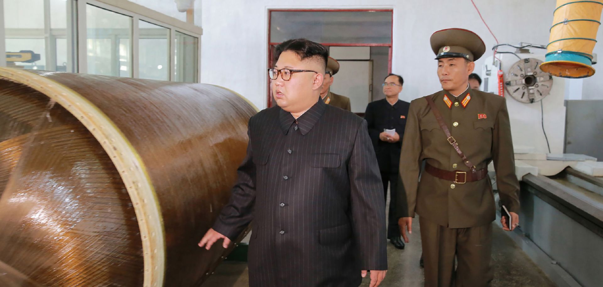 North Korean leader Kim Jong-Un visits the Chemical Material Institute of the Academy of Defense Science on August 23, 2017.