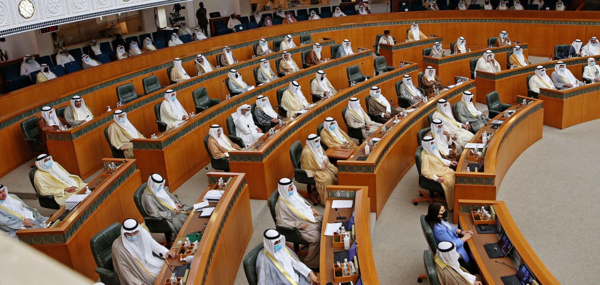 Kuwaiti legislators attend a parliamentary session at the National Assembly building in Kuwait City, Kuwait, on Oct. 20, 2020. 