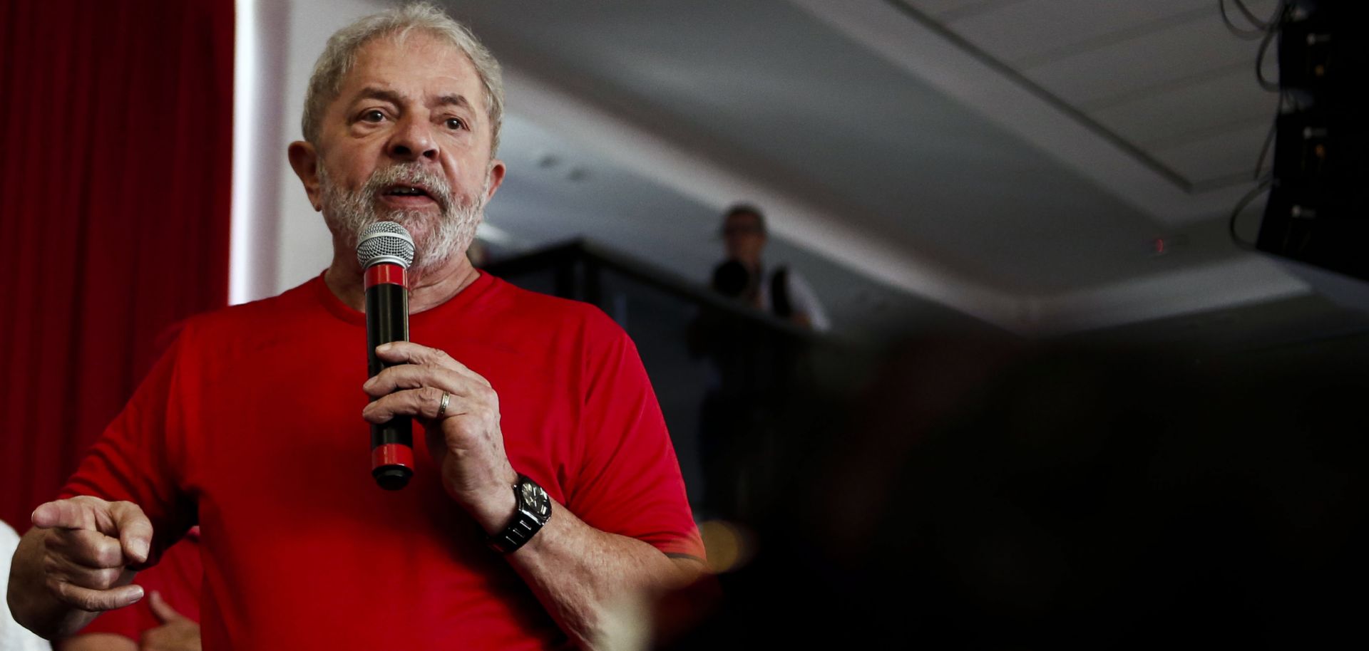 Former Brazilian President Luiz Inacio Lula da Silva speaks to supporters in Sao Bernardo do Campo on Jan. 24, 2018.
