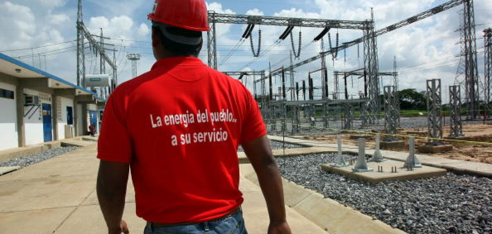 An employee of the Venezuelan national electricity company at an electric plant in San Fernando de Apure