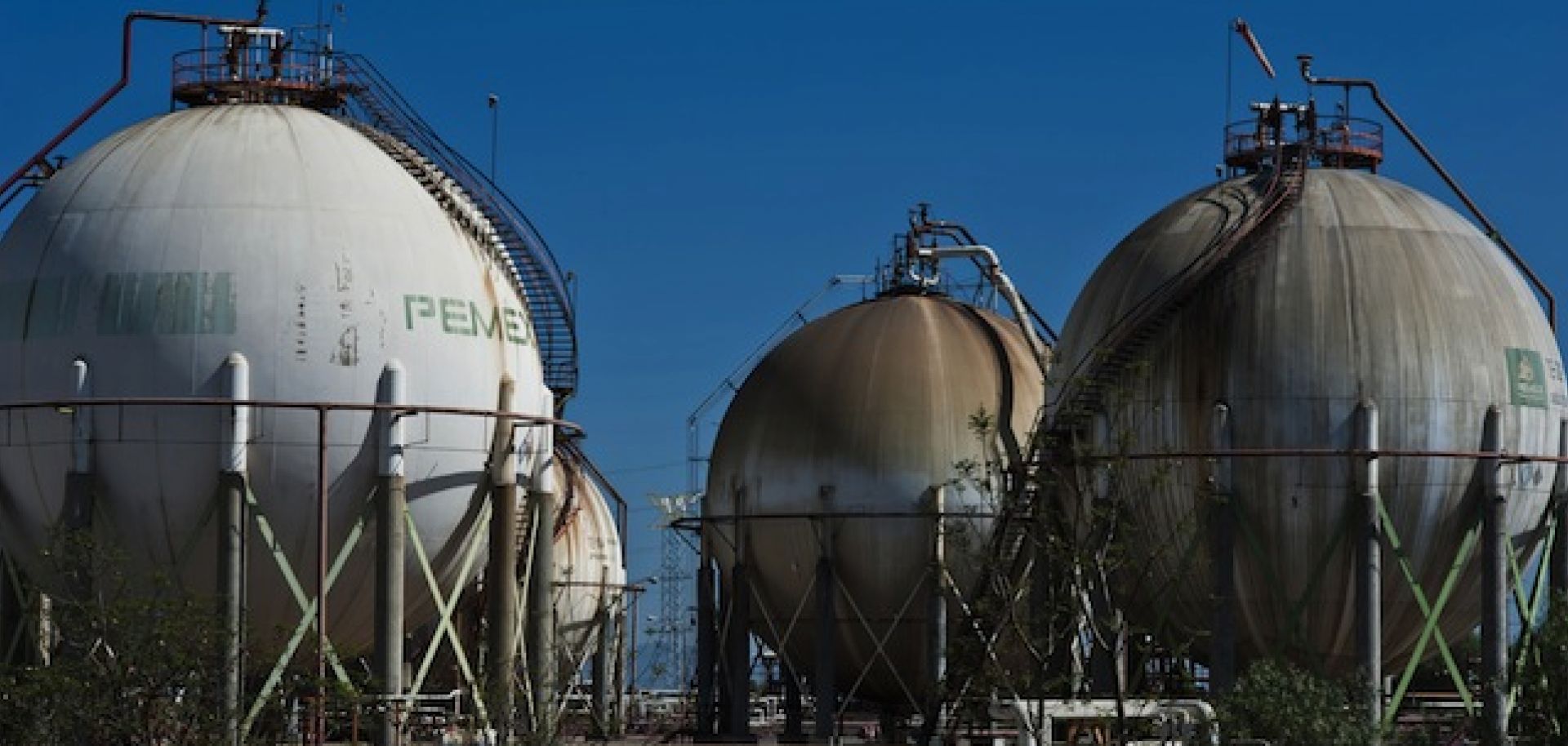 Natural gas tanks at a Pemex refinery in Tula, Hidalgo state.