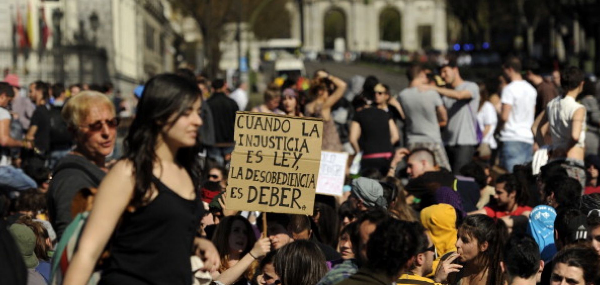 Spanish student protesters in Madrid on March 29