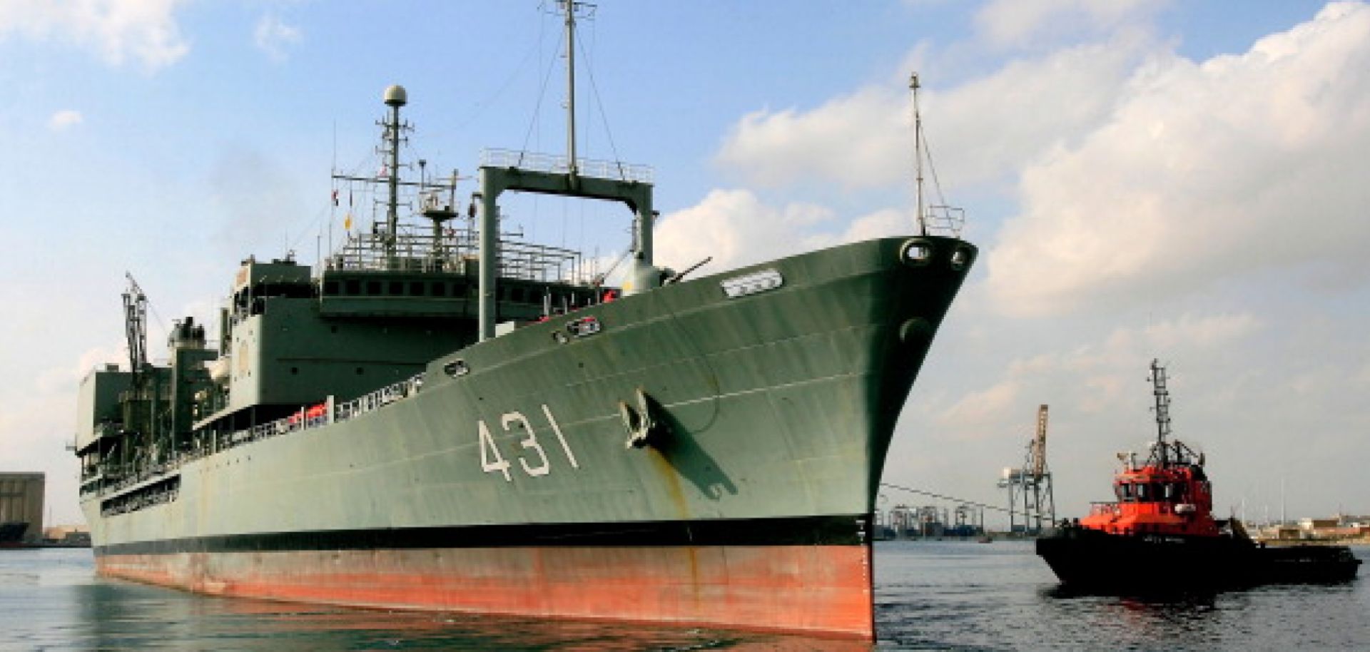 Iran's Kharg supply ship in a Red Sea port on Oct. 31