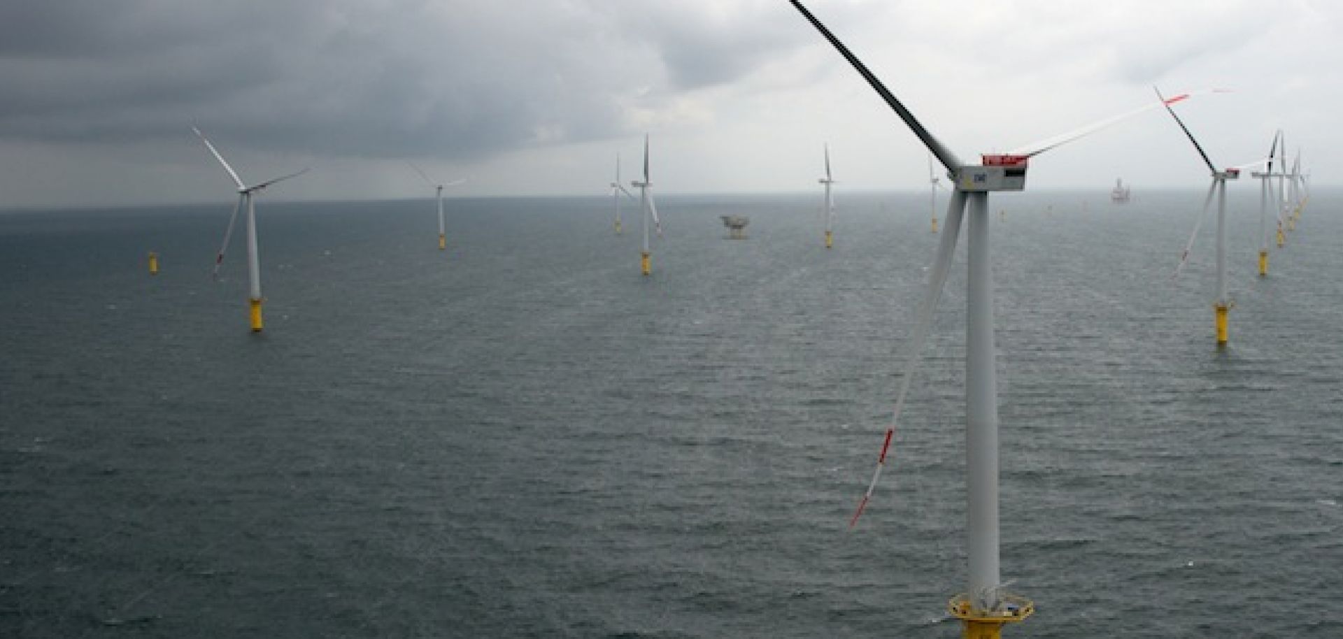 Wind turbines at Germany's Riffgat offshore wind farm in the North Sea on June 23.