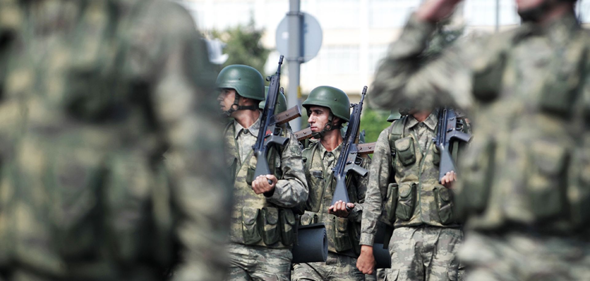 Turkish soldiers march in a parade in Istanbul on Aug. 30, 2013.