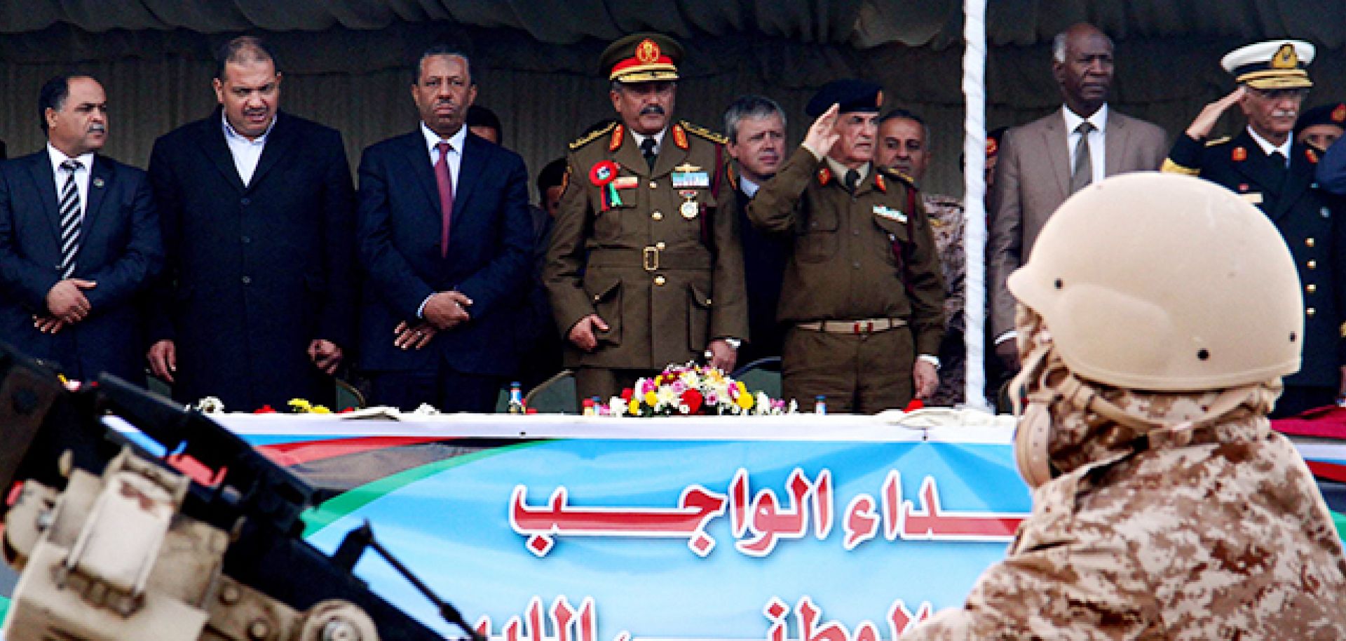 Libyan Defense Minister Abdullah al-Thani at a Libyan army graduation ceremony in Tripoli on Jan. 16.