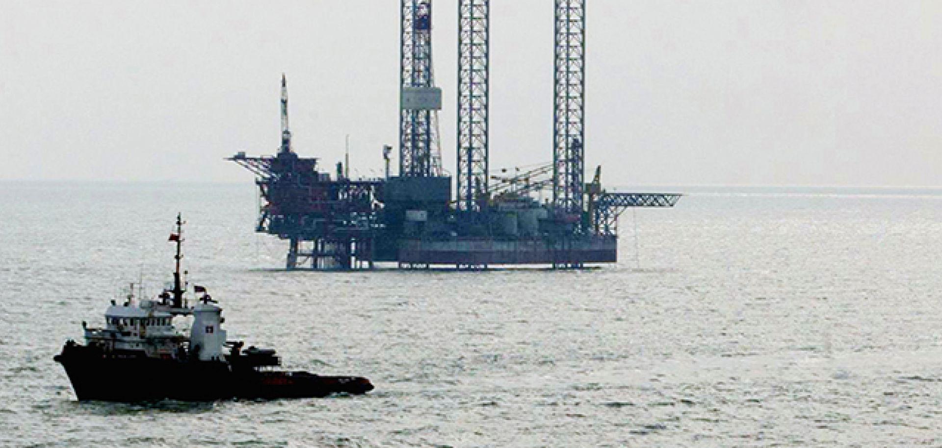 A China National Offshore Oil Corp. oil rig in the Bohai Sea off China's northeastern coast.