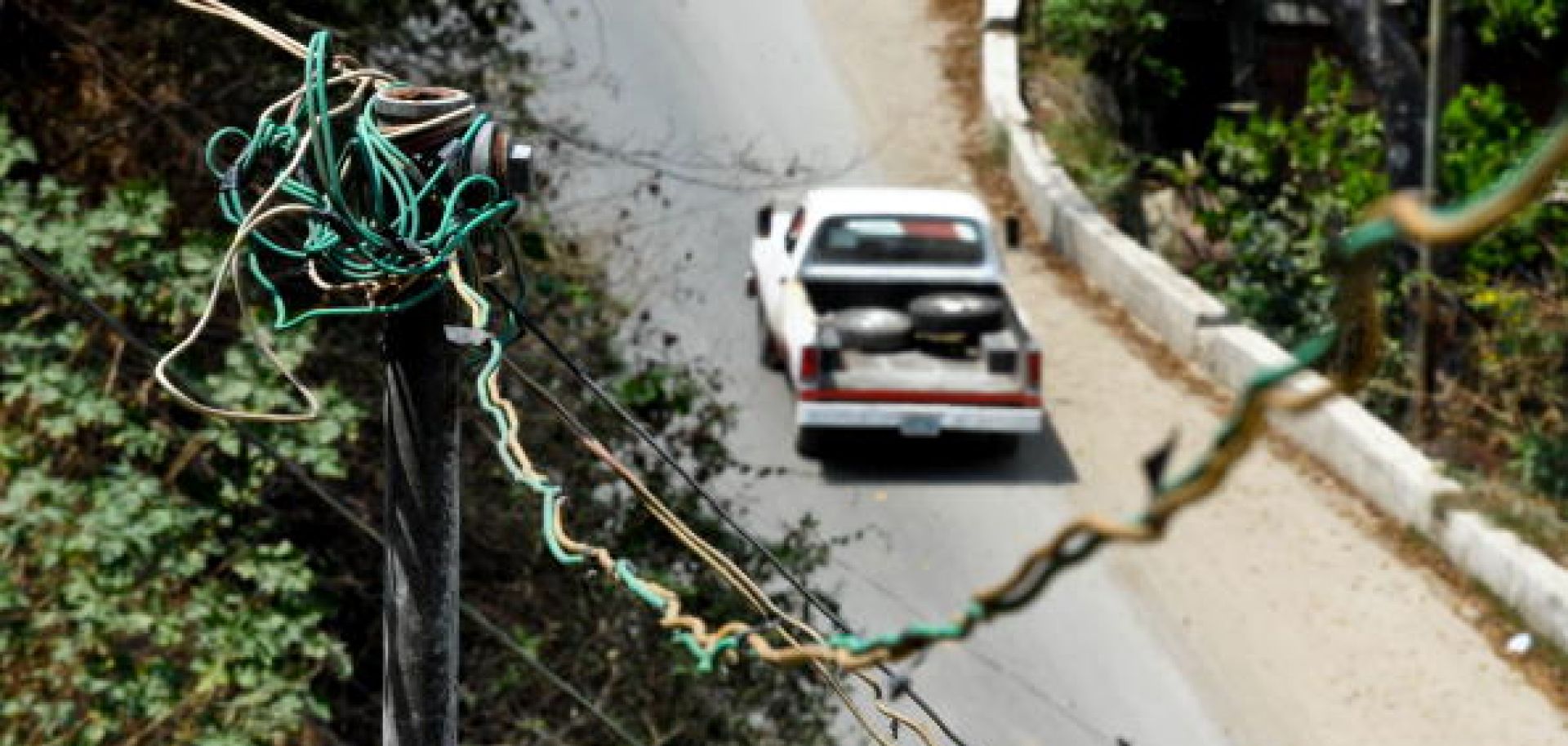 An illegal connection to the public electricity grid in Caracas on March 4